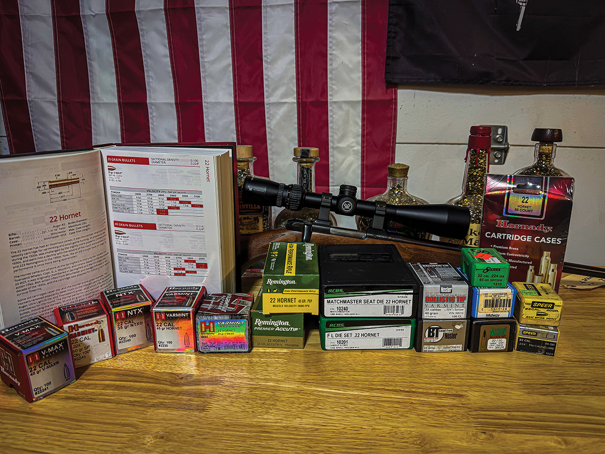 A CZ 527 22 Hornet alongside components that were tested.